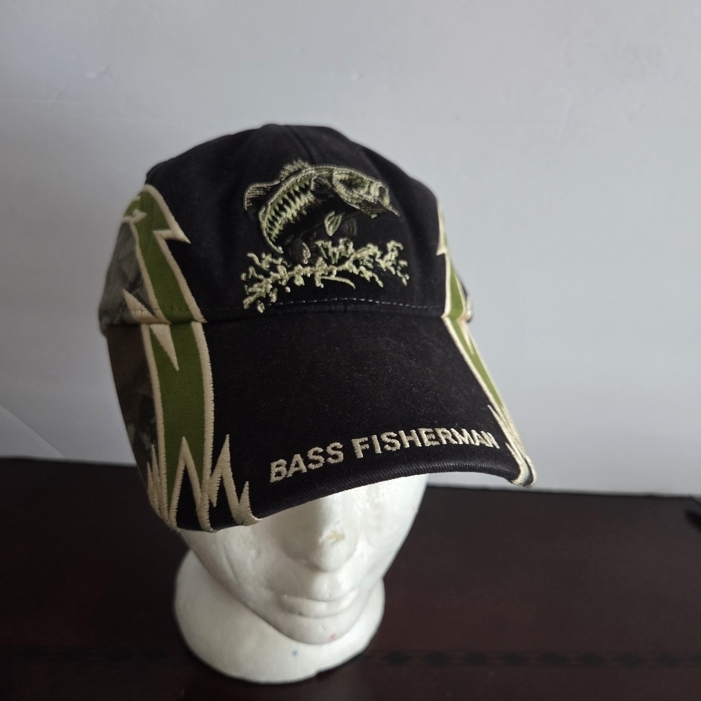 Buck Wear Bass Fisherman Black and Green Cap Adjustable Strap
